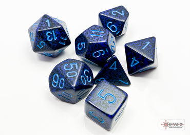 7 piece Speckled Dice - Cobalt