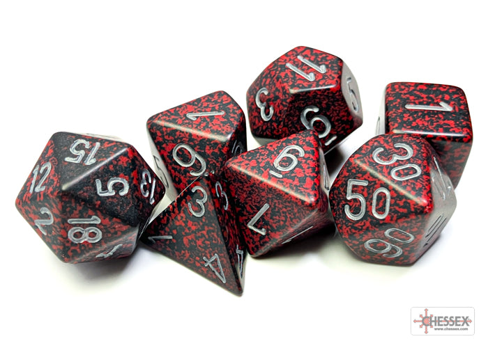 7 piece Speckled Dice - Silver Volcano