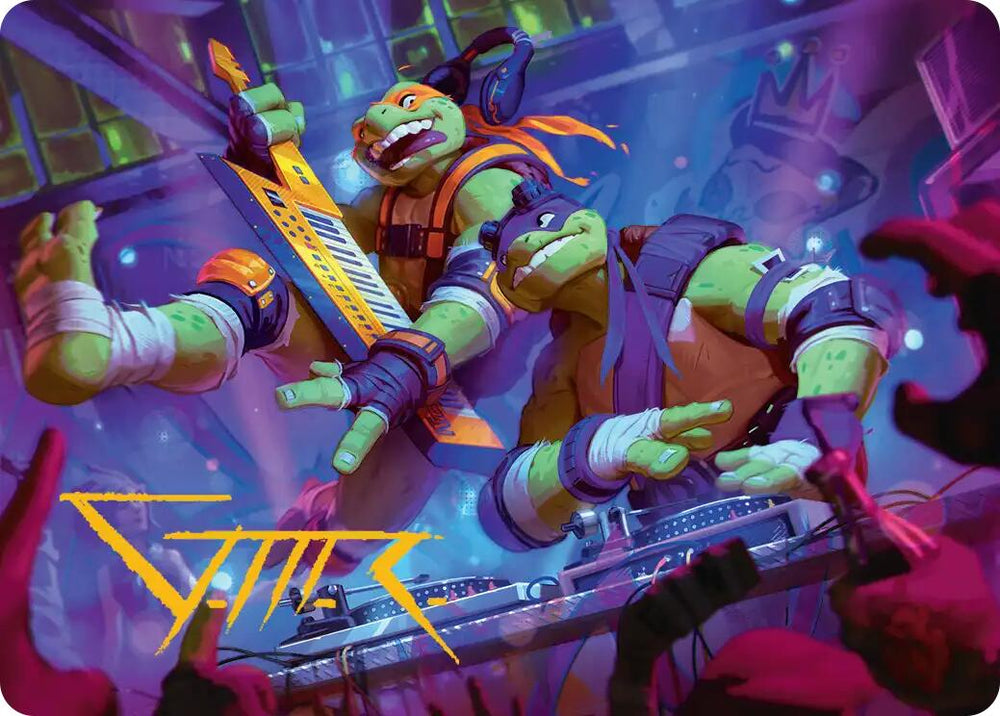 Mikey & Don, Party Planners Art Card (Gold-Stamped Signature) [Teenage Mutant Ninja Turtles Art Series]