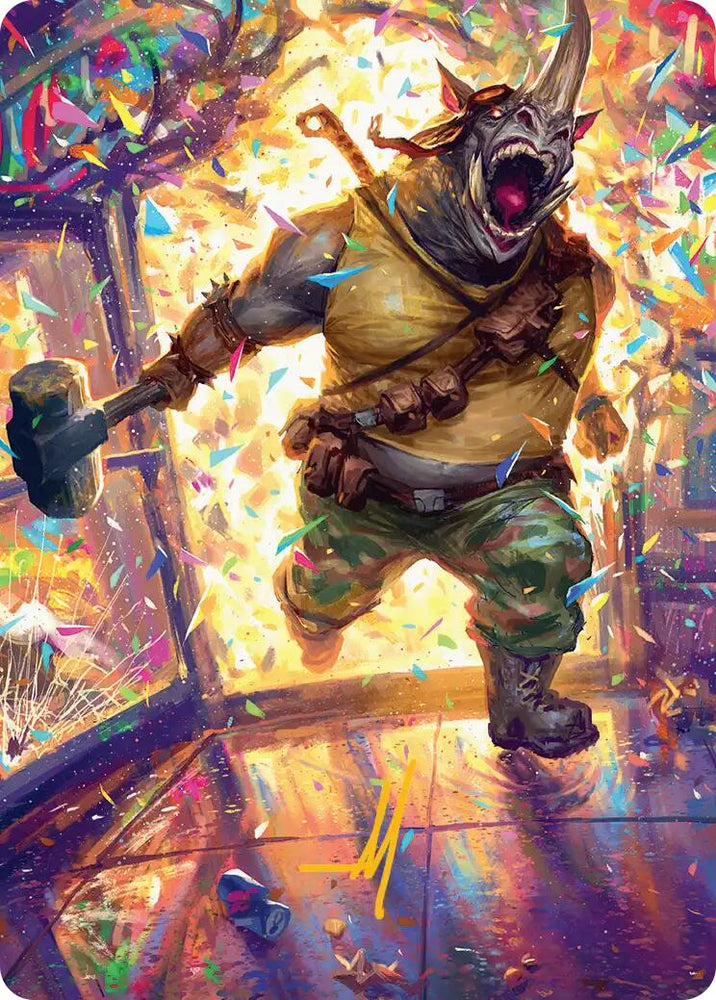Rocksteady, Rowdy Rhino Art Card (Gold-Stamped Signature) [Teenage Mutant Ninja Turtles Art Series]