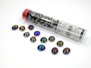 GLASS STONES BLACK OPAL IRIDIZED QTY 40 5.5" TUBE